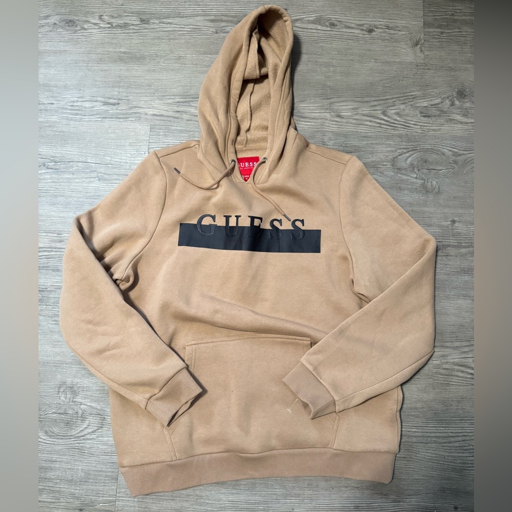 Guess Beige Hoodie with Black Logo